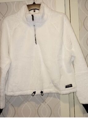 PULLOVER LARGE CALVIN KLEIN PERFORMANCE WOMENS FURRY SOFT QTR ZIP NWT WHITE